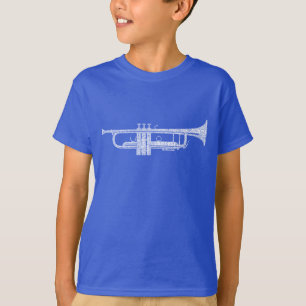 Trumpet Shaped Word Art White Text T-Shirt