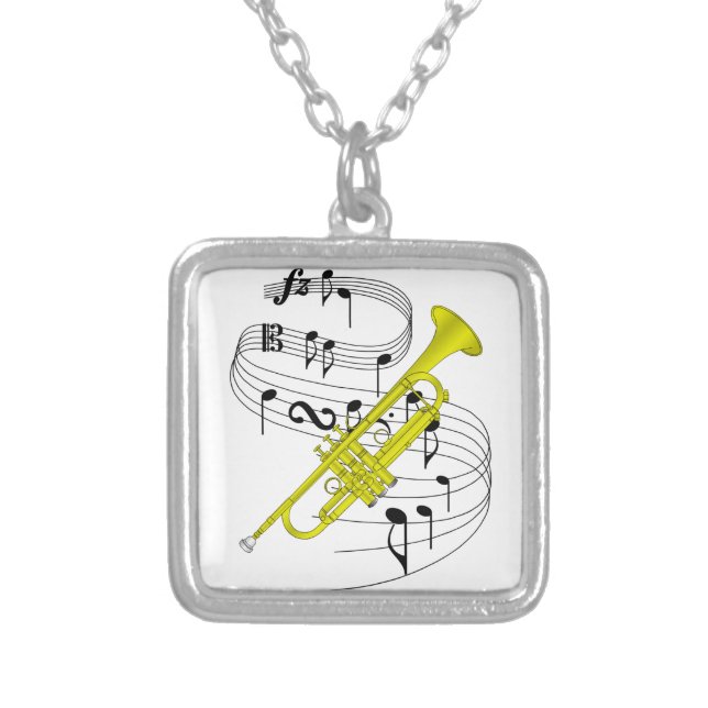Trumpet Silver Plated Necklace (Front)