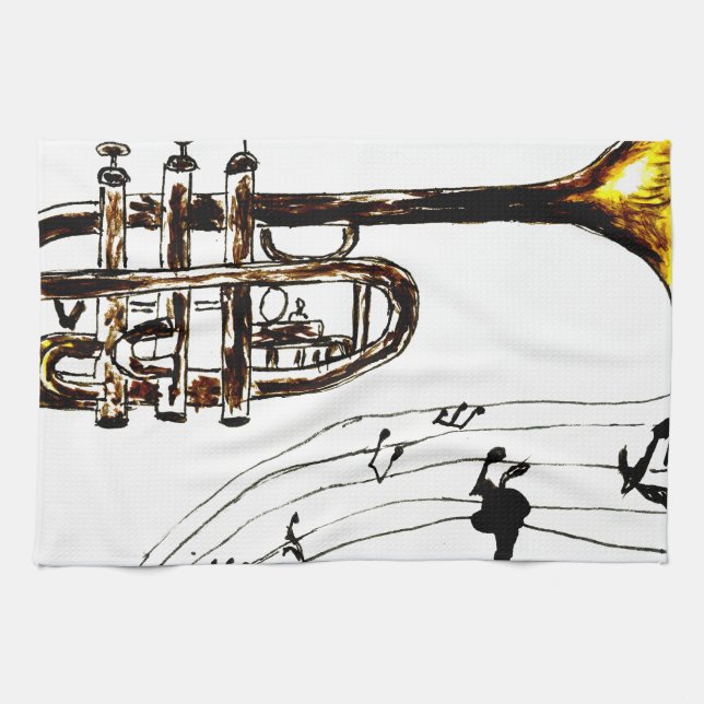 Trumpet Simple Sketch 2 Towel (Horizontal)