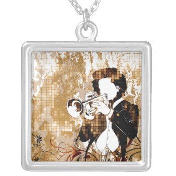 Trumpet Solo Silver Plated Necklace by fotoshoppe at Zazzle