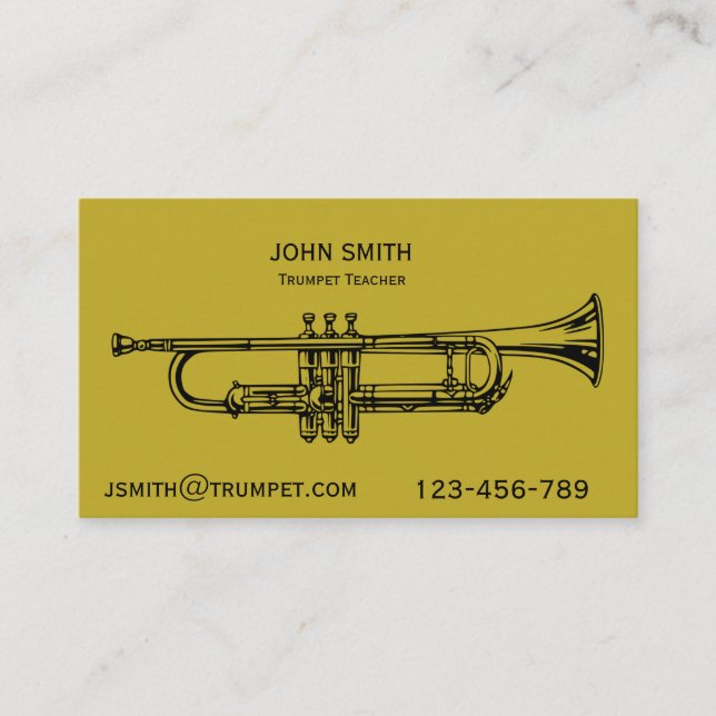 Trumpet Teacher brass instrument Business Card (Front)