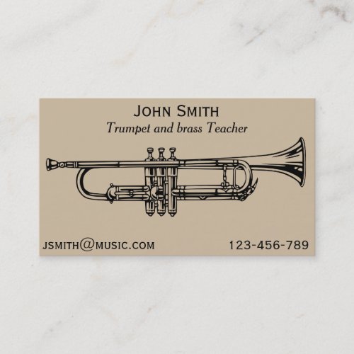 Trumpet teacher brass instrument music tutor business card