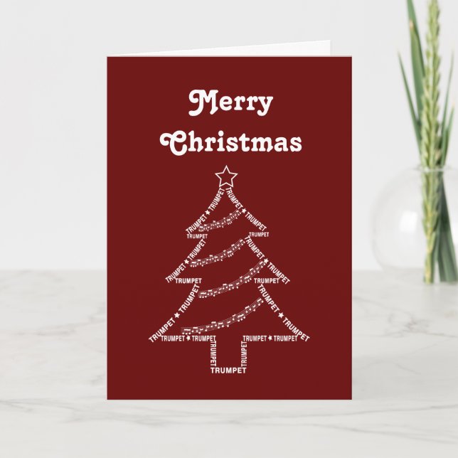 Trumpet Text Christmas Tree Card (Front)