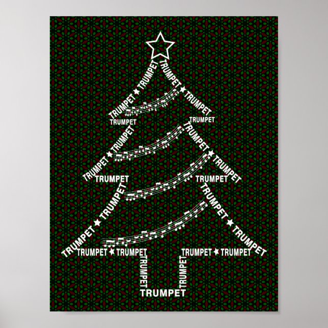 Trumpet Text Christmas Tree Poster (Front)