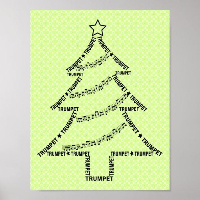 Trumpet Text Christmas Tree Poster (Front)