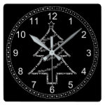 Trumpet Text Christmas Tree Square Wall Clock