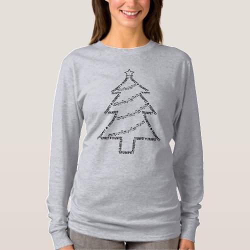 Trumpet Text Christmas Tree T_Shirt