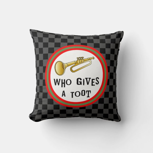 Trumpet Toot Throw Pillow (Front)