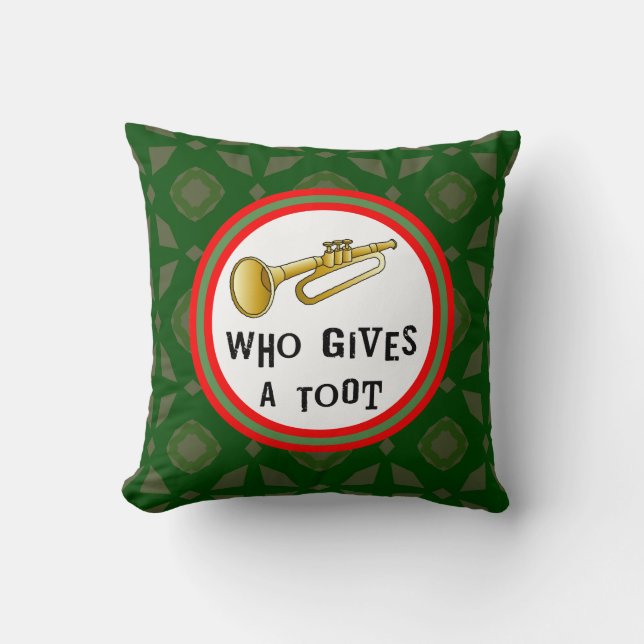 Trumpet Toot Throw Pillow (Front)