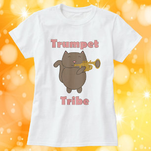 Trumpet Tribe Brown Cat Pink T-Shirt