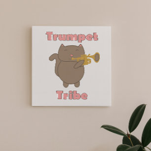 Trumpet Tribe Cat Pink Faux Canvas Print