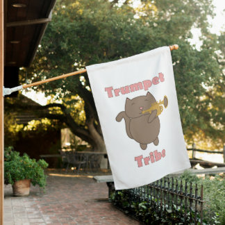 Trumpet Tribe Funny Cat Pink House Flag
