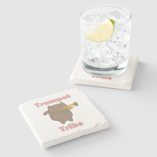 Trumpet Tribe Funny Cat Pink Stone Coaster