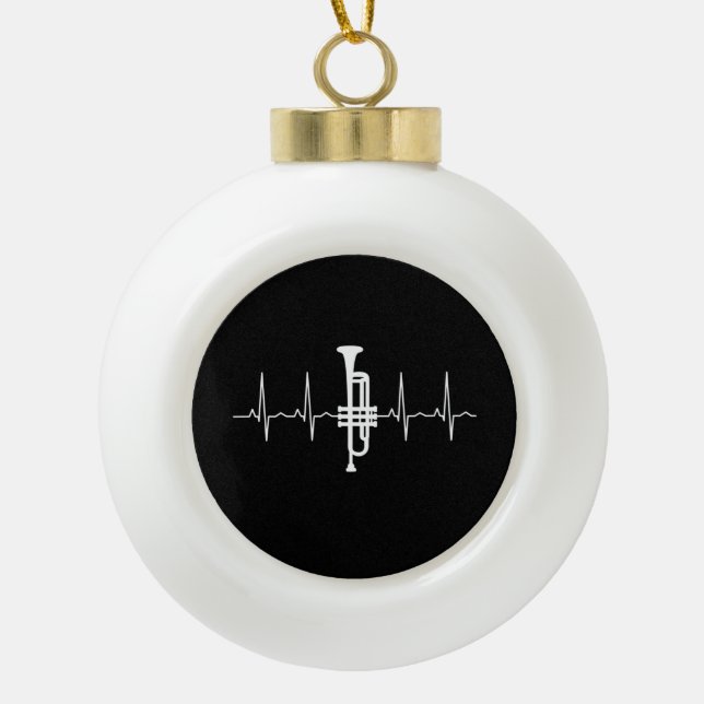 Trumpet - Trumpet Heartbeat Gift Ceramic Ball Christmas Ornament (Front)