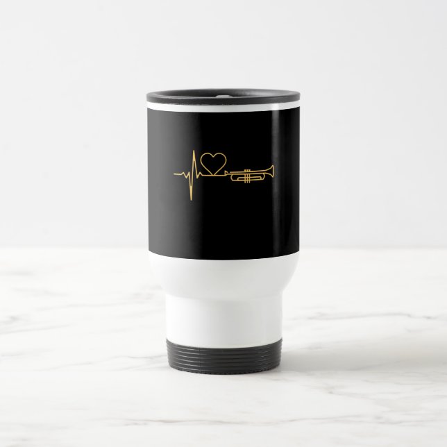 Trumpet - Trumpet Heartbeat Gift Travel Mug (Center)