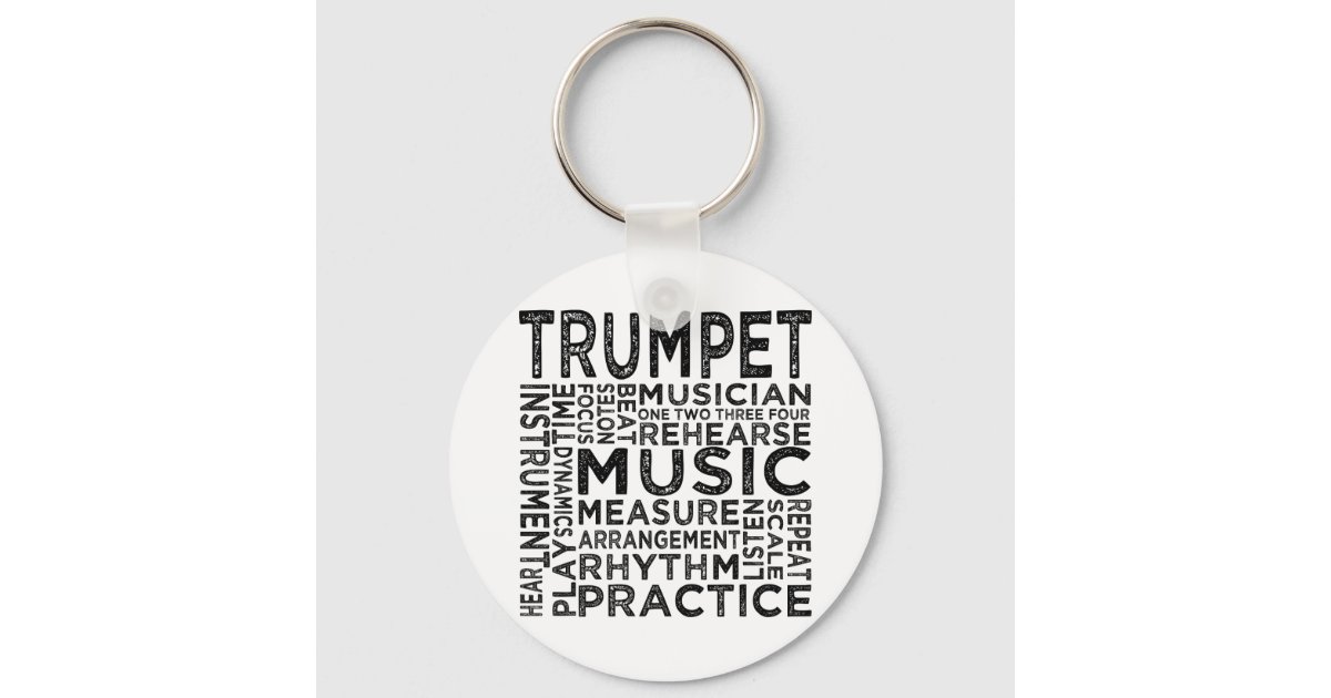Trumpet Typography Keychain | Zazzle