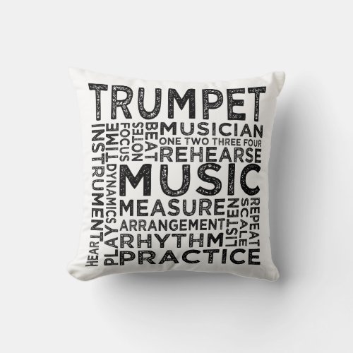 Trumpet Typography Throw Pillow