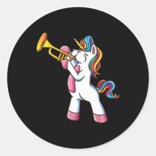 Trumpet Unicorn Marching Band And Jazz Player Gift Classic Round Sticker