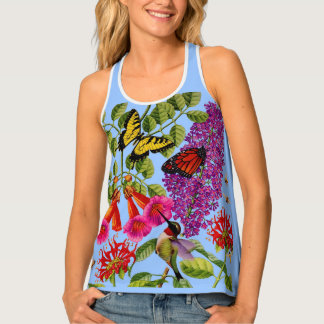 trumpet vine, bee balm, hummingbird tank top
