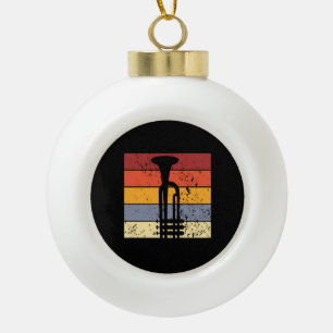 Trumpet Vintage Ceramic Ball Christmas Ornament