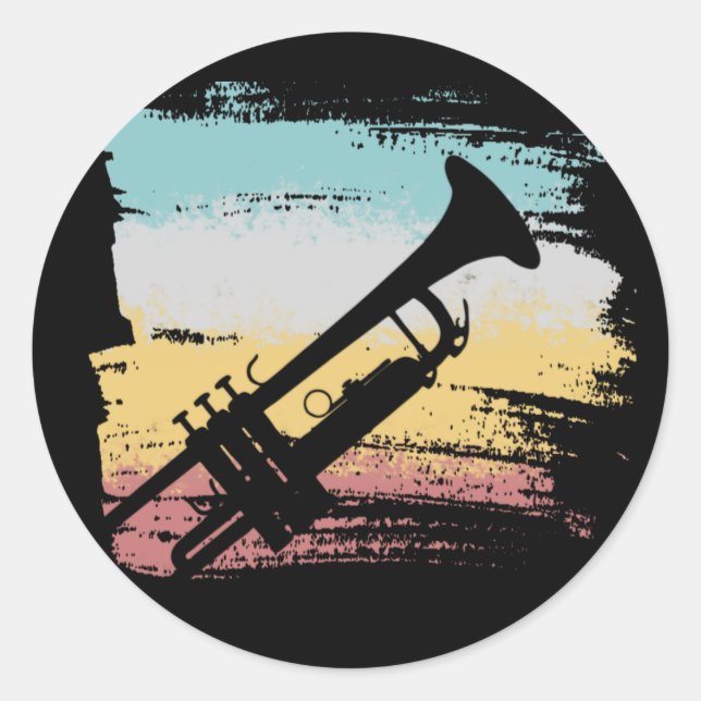 Trumpet Vintage Classic Round Sticker (Front)