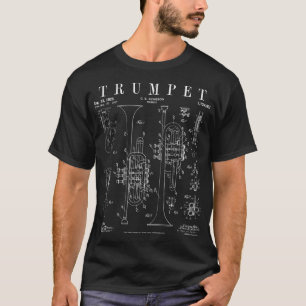 Trumpet Vintage Patent Trumpetist Drawing Print T-Shirt