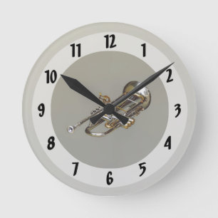 Trumpet With Lyre Round Clock