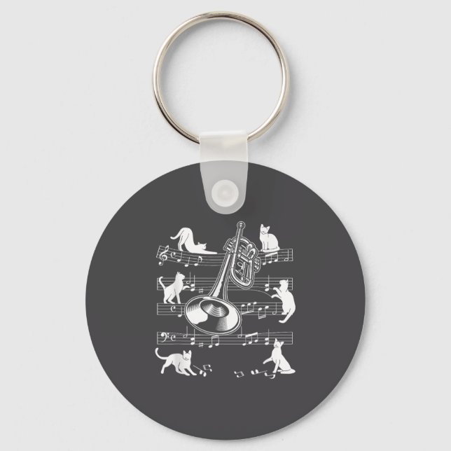 Trumpeter Cats For Cat Loving Trumpet Player  Keychain (Front)