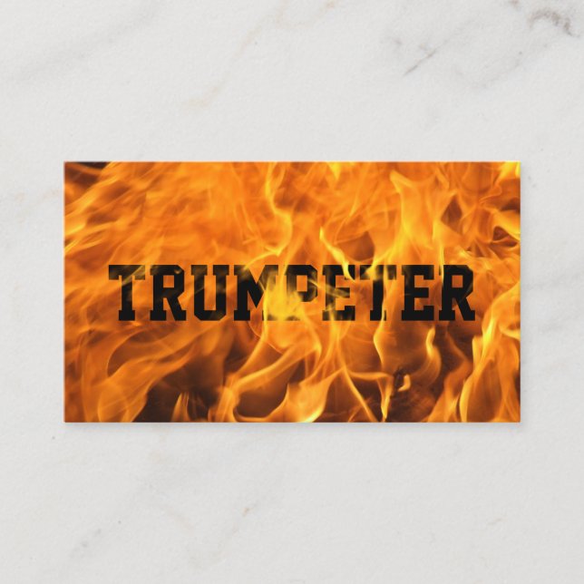 Trumpeter Creative Flaming Fire Typography Business Card (Front)