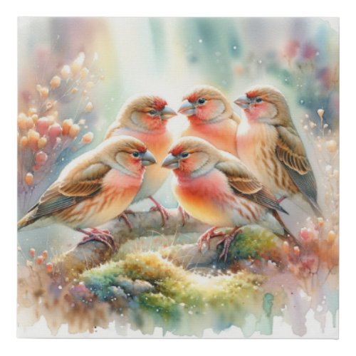Trumpeter Finches 030624AREF125 _ Watercolor Faux Canvas Print