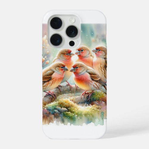 Trumpeter Finches 030624AREF125 _ Watercolor iPhone 15 Pro Case
