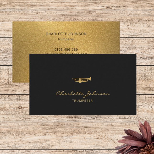 Trumpeter Gold Professional Musician Elegant Business Card (Creator Uploaded)