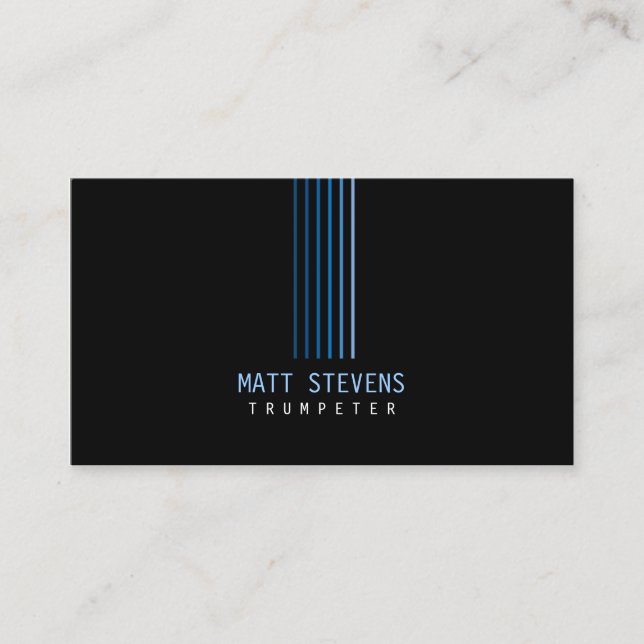 Trumpeter Musician Business Card Blue Beams (Front)
