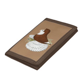 Trumpeter Pigeon Red Baldhead Trifold Wallet