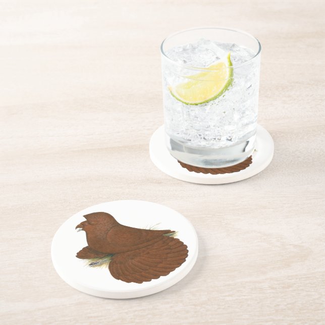 Trumpeter Pigeon Red Drink Coaster (Side)