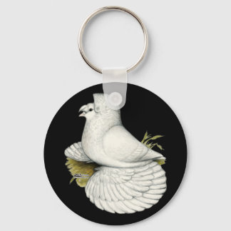 Trumpeter Pigeon White Keychain