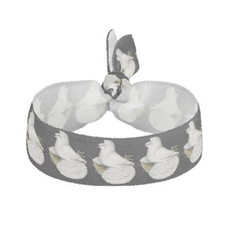 Trumpeter Pigeon White Ribbon Hair Tie