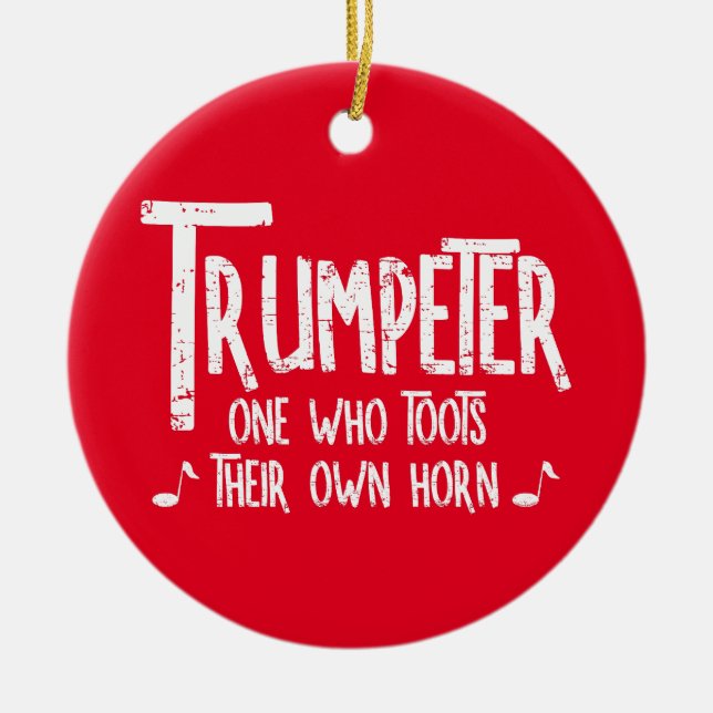 Trumpeter Rough Text Ceramic Ornament (Front)