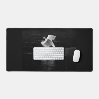 Trumpeter Swan b/w Desk Mat