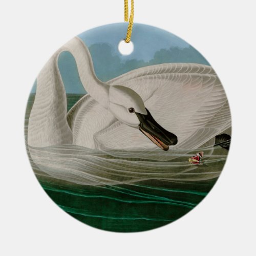 Trumpeter Swan Birds of America Audubon Print Ceramic Ornament