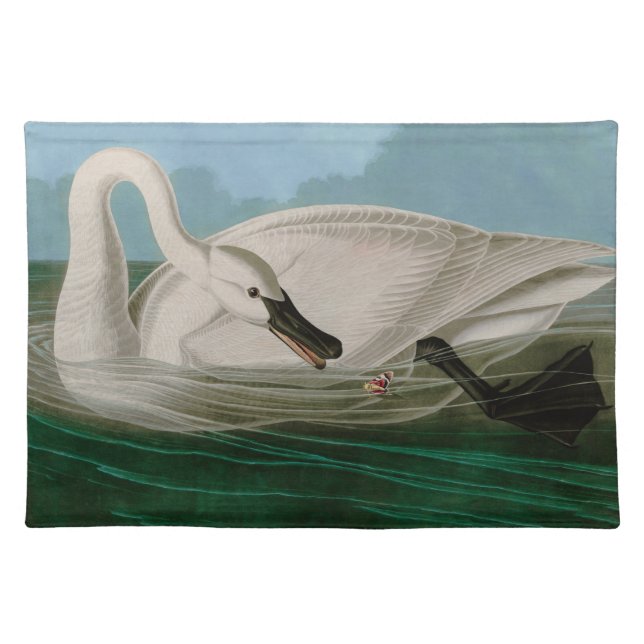 Trumpeter Swan Birds of America Audubon Print Cloth Placemat (Front)
