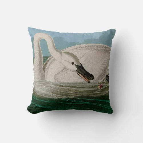 Trumpeter Swan Birds of America Audubon Print Throw Pillow