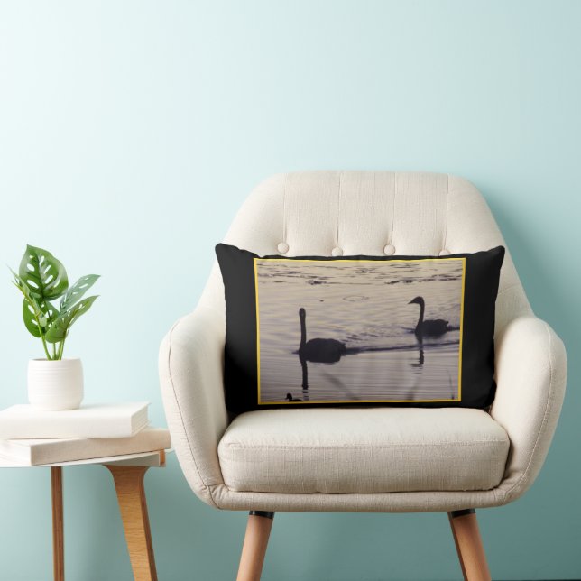 Trumpeter Swans at Dusk Lumbar Pillow (Chair)