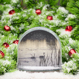 Trumpeter Swans at Dusk Snow Globe