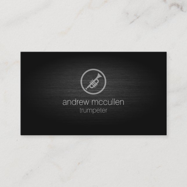 Trumpeter Trumpet Icon Brushed Metal Music Business Card (Front)