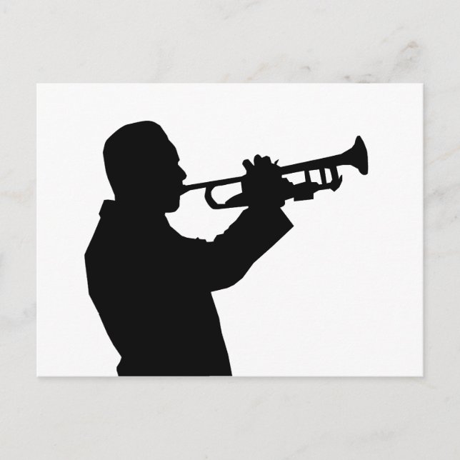 Trumpeter, trumpet player silhouette postcard (Front)