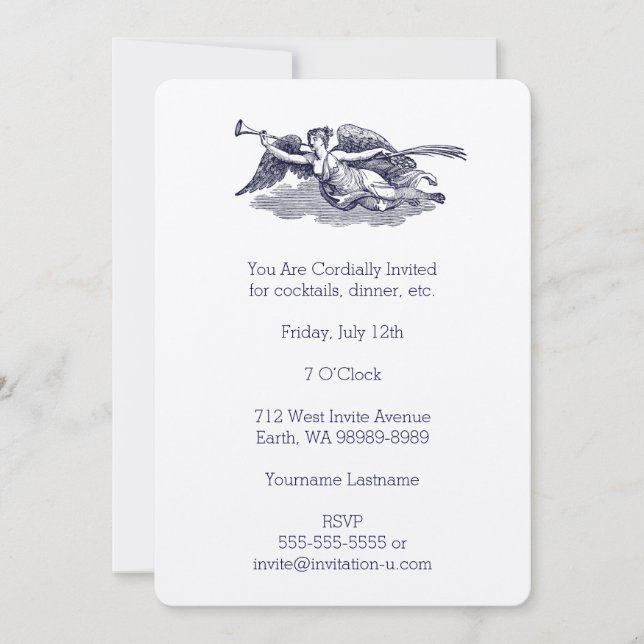 Trumpeting Angel Invitation (Front)