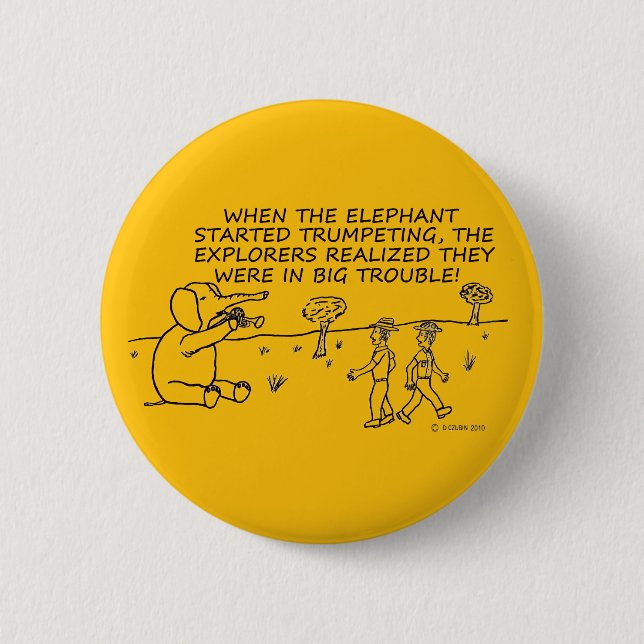Trumpeting Elephant Button (Front)