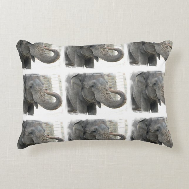 Trumpeting Elephant Decorative Pillow (Front)