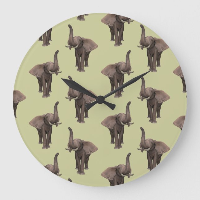 Trumpeting Elephant Large Clock (Front)